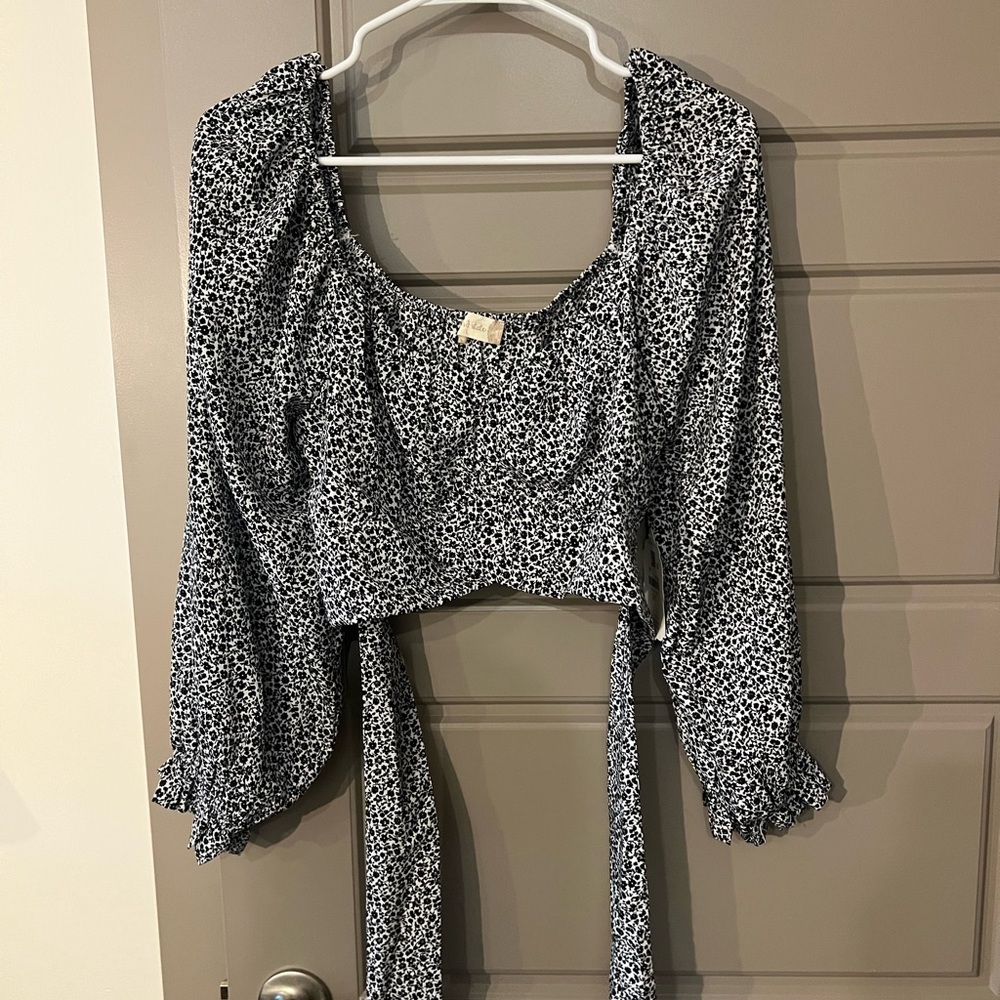 Altar'd State Black and White Patterned Blouse